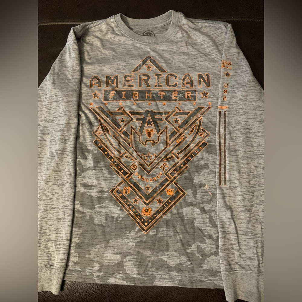 American Fighter Shirt Buckle Juniors Gray Heather Long Sleeve Graphic Athletics